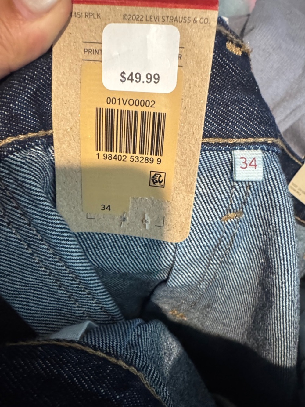 Size 34 Levi’s Dark Wash Denim Mini Skirt - Picture 4 of 5